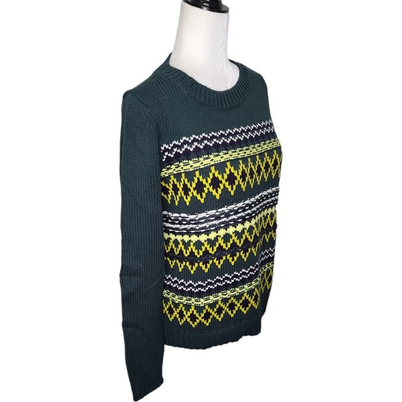 Talbots Long Sleeved Crew Neck Pullover Diamond Fair Isle Sweater Size M - Picture 3 of 6